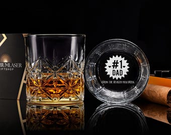 Personalized Whiskey Glass, Engraved Rock Glass Gift for Dad