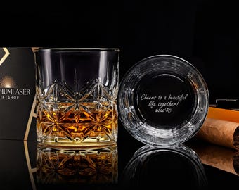 Father's Day Custom Handwritten Whiskey Rock Glass, Personalized Gift for Husband, Dad, and Him