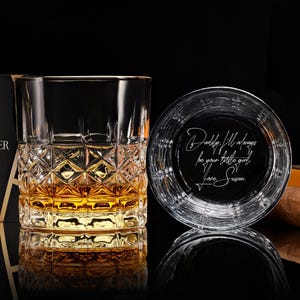 Personalized Handwriting Whiskey Rock Glass, Christmas Gift, Engrave Your Handwritten Gift Message On The Bottom of the Glass