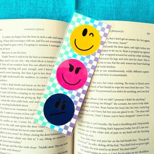 Stack Happy Face Bookmark | Cute Bookmarks | Hand drawn Bookmarks | Laminated | Gift for Book Lover | Gift for Her