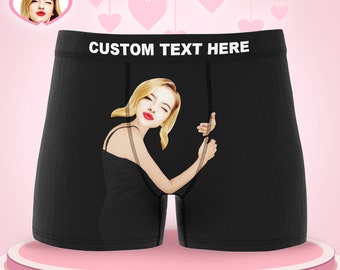 Custom Love Hug Boxer Shorts Personalized Boxers Briefs with Picture with Package Valentines Day Gift