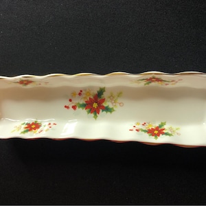 Royal Albert Bone China Poinsettia Christmas Bonbon Tray