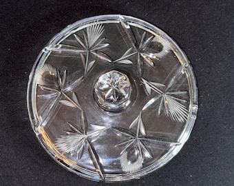 Vintage Crystal Lidded Candy Dish – Pressed & Hand-Cut Floral Starburst Design – Elegant Heavy Crystal