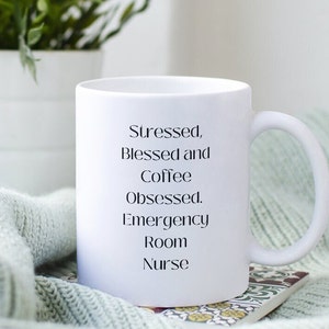 RN mug, nursing coffee mug, emergency room nurse coffee cup, unique gift idea