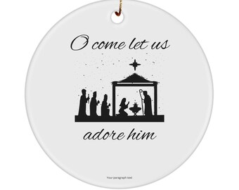 Christmas ornament, adore him ornament, religious ornament, Christmas decor, holiday decor, Christian gift, religious gift, tree decoration