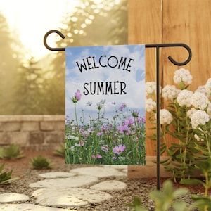 Summer Garden Flag, Gardener Gift, Garden Decor, Outdoor Decoration, Summer Flag Gift, Yard Gift, Floral Garden Flag, Welcome Garden Flag