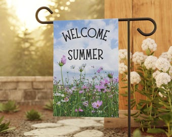 Summer Garden Flag, Gardener Gift, Garden Decor, Outdoor Decoration, Summer Flag Gift, Yard Gift, Floral Garden Flag, Welcome Garden Flag