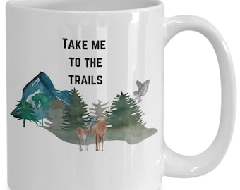 Hiking mug, gift for hiker, outdoor lover gift, hiking coffee mug, camping gift, mountain lover gift, nature lover present, adventure gift