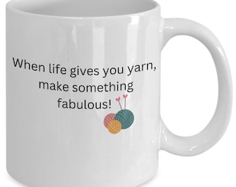 knitting mug, crochet gift, knitting gift, crocheter's present, yarn lover gift, knitting enthusiast,  yarn addict mug, crochet mug