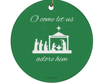 Nativity Ceramic Christmas Ornament, Religious Holiday Decor