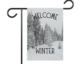 Winter Garden Flag, Yard Flag, Gardener Gift, Winter Yard Decor, Outdoor Decoration, Seasonal Garden Flag,  Garden Flag, Winter Home Decor