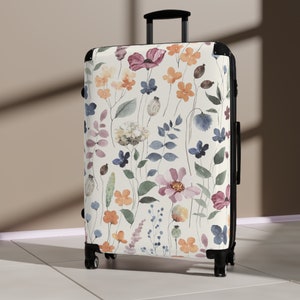 Floral Suitcase, Women&#39;s Luggage, Travel Gear, Essential Luggage, Gift For Traveler, Stylish Suitcase, Travel Accessories, Suitcase For Her