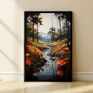 Bidtheewell Poppies Framed Wall Art Print Poppies Framed Large Gallery Art Landscape Art Ready to Hang New House Gift Office Art Landscape