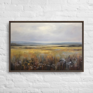 Bidtheewell Natural Field Framed Wall Art Neutral Framed Art Large Gallery Art Ready to Hang Office Art New House Gift Wildflower Art