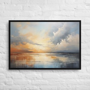 Bidtheewell Ocean at Sunset Wall Art Print Ocean Oprawiony Duża galeria sztuki Gotowa do powieszenia Nowy dom Prezent Sztuka biurowa Sztuka domu na plaży Neutralny