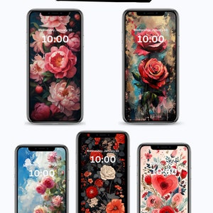 Bidtheewell iPhone Floral ästhetik Tapeten-Bundle für iPhone Floral Phone Wallpaper Bundle Phone Lock Screen Vielfalt tolles Geschenk für Sie