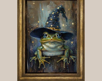 Wizard Frog Bidtheewell Digital Print Halloween Wall Decor Fall Printable Art Halloween Lover Gift Spooky Season Gothic Print Cottagecore