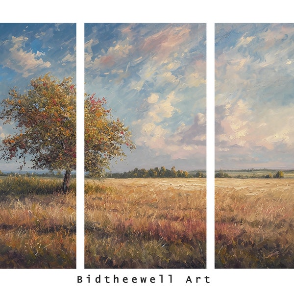 Bidtheewell Tree Triptych 3 Pièces Impression numérique Bundle Paysage Décoration murale imprimable Décoration murale à trois panneaux Art imprimable