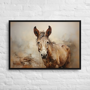 Bidtheewell Mule Framed Wall Art Print Mule Framed Large Gallery Art Mule Art Ready to Hang New House Gift Office Art Country House Art