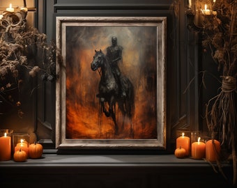 Halloween Horseman Print, Spooky Fall Wall Decor (Digital Download)
