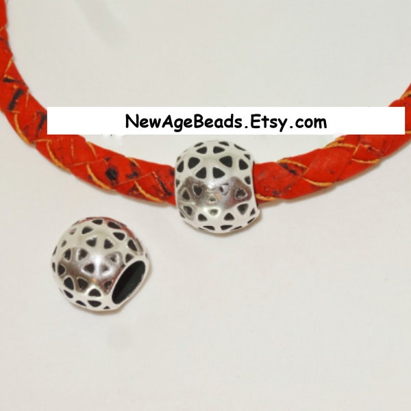 Geodesic 99.9% Sterling Silver PEWTER plated 14x15mm, 8mm hole Round Bead (Select Quanity)