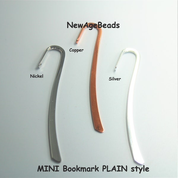 6 Metal MINI Bookmarks Plain style 3-1/2 inches, Select color Copper. Nickel, Silver