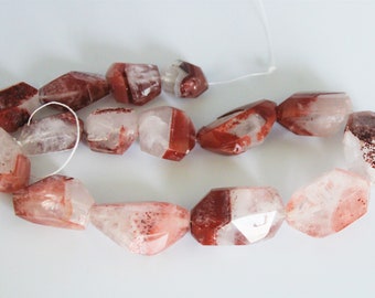 Lepidocrocite Faceted vertical drilled, faceted, freeform nugget, approx. 12-inch strand (15 pieces)