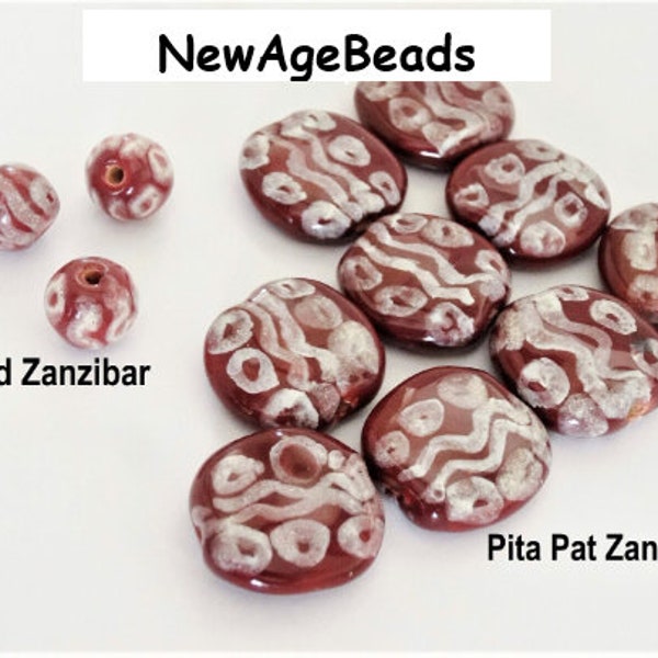 Kazuri Zanzibar Peony, Caprice design Handmade Fair Trade Ceramic Bead from Africa (Select bead choice)