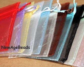 12 bags, 4 x 6.5 Organza Drawstring  Pouches, Assorted Colors,  gift bags for weddings, showers, party&#39;s, etc. (Closed approx. 4 x 5 inches)