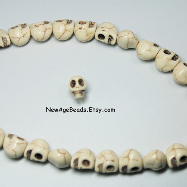 Turquoise Howlite Skull Strands (Select size choice)