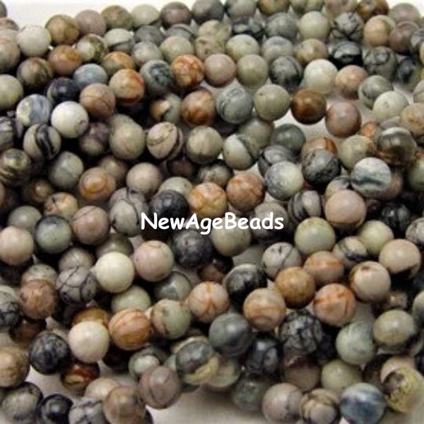 Natural Picasso Marble Stone 4mm Round Beads