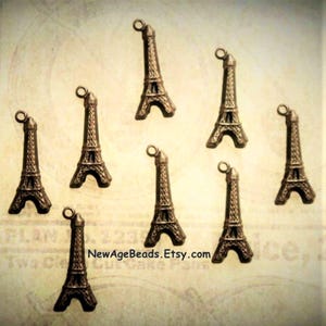 8pcs Eiffel Tower Charm Vintaj® Natural Brass