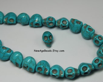 Blue Turquoise Howlite Skull Strands (Select size choice)
