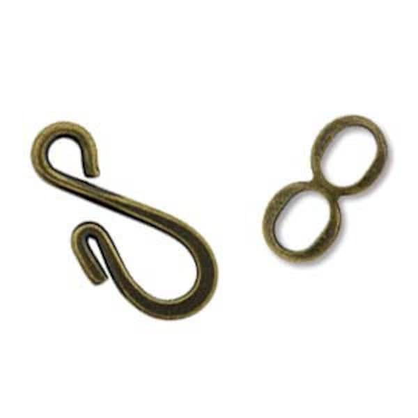 12 Sets Hook and Eye Antique Brass Plated Clasp Sets