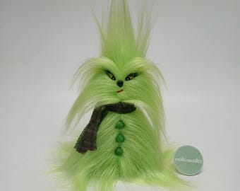 Frazzled Grumpy Green – Decoración navideña de invierno hecha a mano