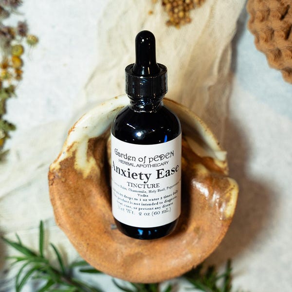 Anxiety Ease-Lemon Balm, Holy Basil, Chamomile, Peppermint Organic Tincture/Herbal Extract