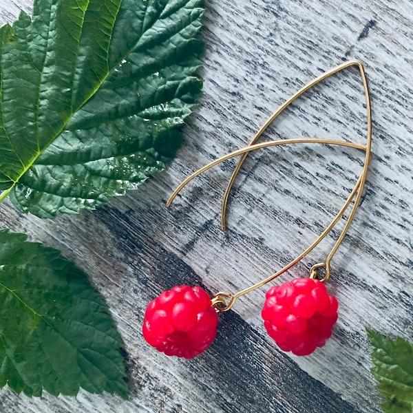 Raspberry earrings, polymer clay jewelry, berry earrings, polymer clay jewelry, Raspberry earrings, realistic berry food, berry jewelry, fruit gift