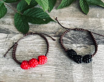 Bracelet with berries made of polymer clay