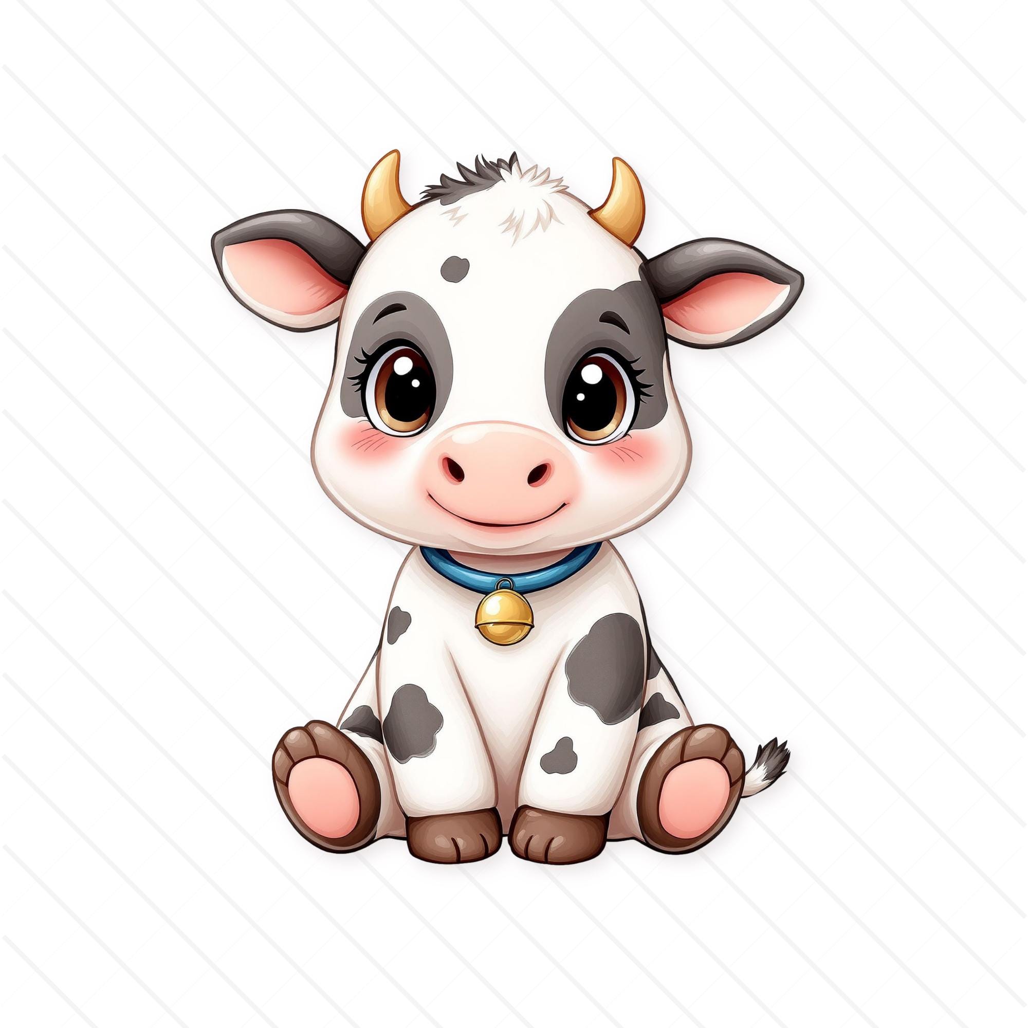 Baby Cow Clipart Bundle – Kawaii Farm Animal PNG Images | MRR - Etsy
