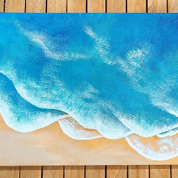 Art, déco, abstrait, mer, plage, peinture murale, acrylique
