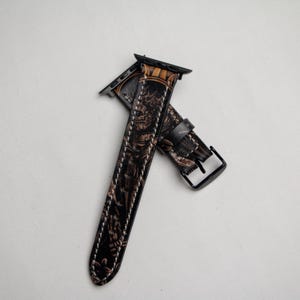 Dark Themed - Apple Watch Band - Genuine Leather Strap - For Unisex - 38mm 40mm 41mm 42mm 44mm 45mm 49mm - Special Printing Style