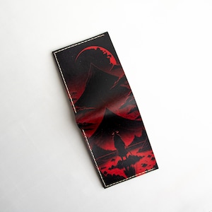 Brieftasche für Männer - Handgefertigte Leder Geldbörse - Samurai Mond Design - Einzigartiges Geschenk für Ihn - Personalisierte Lederaccessoires - Geschenk für Männer