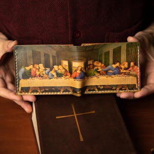 Geldbörse aus Leder - The Last Supper Design - Einzigartige Geldbörse - Handgemacht