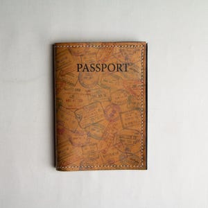 Funda de cuero para pasaporte - Funda para pasaporte - Billetera de viaje - Estuche para pasaporte - Accesorios de viaje - Billetera de cuero hecha a mano