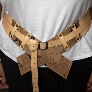 Leather Corset Belt - Adjustable Feature - Japanese Culture Themed - Special Design - Cross Front Waist Belt