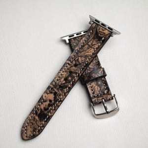 Gothic Tattoo Themed - Apple Watch Band - Genuine Leather Strap - For Unisex - 38mm 40mm 41mm 42mm 44mm 45mm 49mm - Special Printing Style