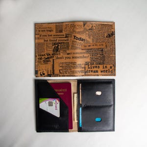 Funda de cuero para pasaporte - Porta pasaporte - Billetera de viaje - Estuche para pasaporte - Accesorios de viaje - Billetera de cuero hecha a mano
