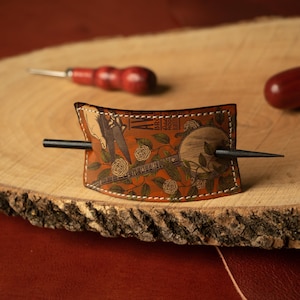 Banjo Leather Hair Stick Barrette: Handmade Music Jewelry