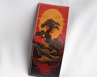 Leather Wallet - Japanese Tree Design - Unique Wallet - Handmade