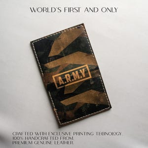 Portefeuille minimaliste - Modèle militaire - Porte-cartes fin en cuir - Porte-cartes de visite - Porte-cartes unisexe - Cadeau pour lui - Cadeau pour elle